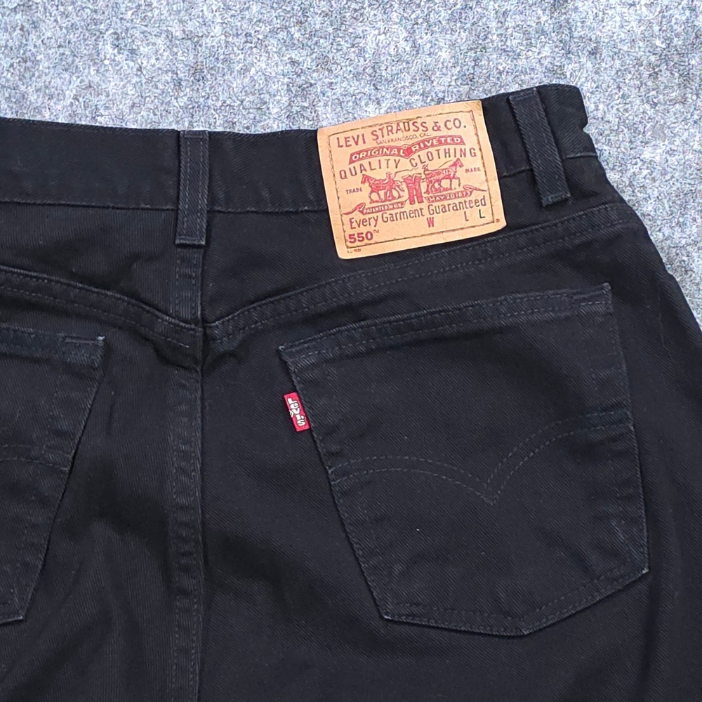 Women's Vintage Levis 550 Relaxed Tapered Black Jeans Made in USA 16 MIS L 32x30